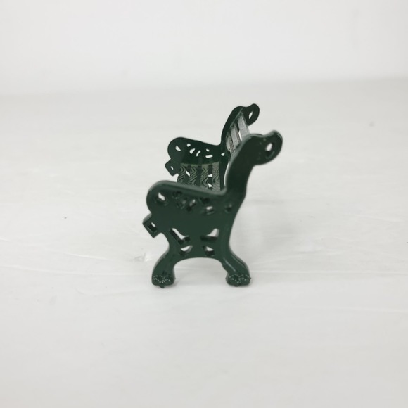 Lemax Metal Green Bench Ornate Work Winter Holiday Village Accessory - Picture 5 of 6